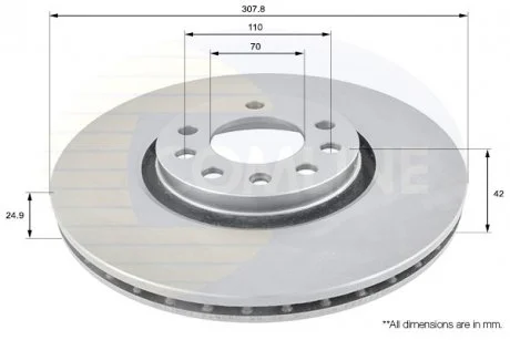 - Диск гальмівний вентильований з покриттям Opel Adam 14->, Astra 99->, Corsa 07->, Mariva 05->, Zafira 01->, Saab 9-3 98->03, 9-5 98->09, Vauxhall Adam 14->, Astra 99->10, Astravan 11->, Corsa 07->, Meriva 06->, Vectra 00->02, Zafi Comline ADC1124V