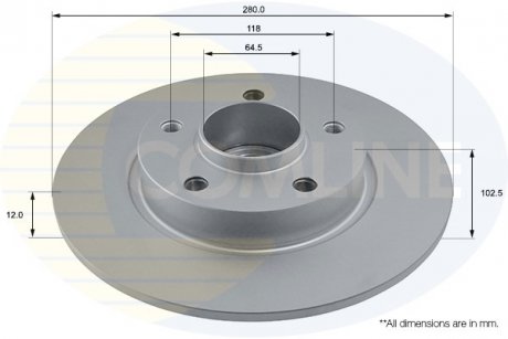 - Диск гальмівний з покриттям Nissan Primastar 01->, Opel Vivaro 01->, Renault Trafic 01->, Vauxhall Vivaro 01->14 Comline ADC1137