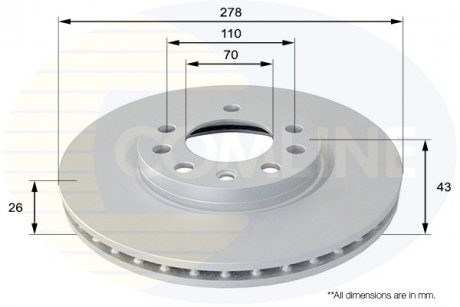 - Диск гальмівний вентильований з покриттям Opel Corsa 08->, Vauxhall Corsa 06->14 Comline ADC1139V