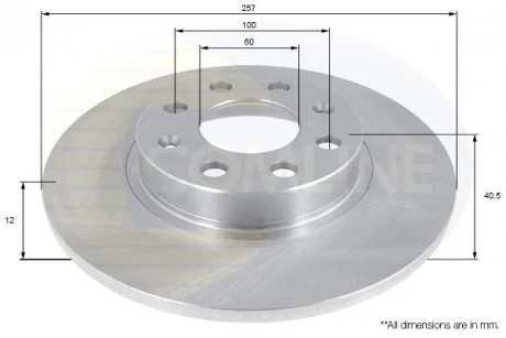- Диск гальмівний з покриттям Fiat Grande Punto 06->, Opel Corsa 06->, Vauxhall Corsa 06->14 Comline ADC1140