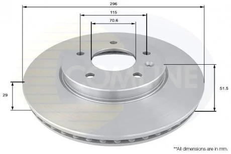 - Диск гальмівний вентильований з покриттям Chevrolet Captiva 06->, Opel Antra 06->, Vauxhall Antara 06-> Comline ADC1146V