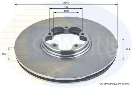 - Диск гальмівний вентильований з покриттям Ford Transit 00->06 Comline ADC1213V