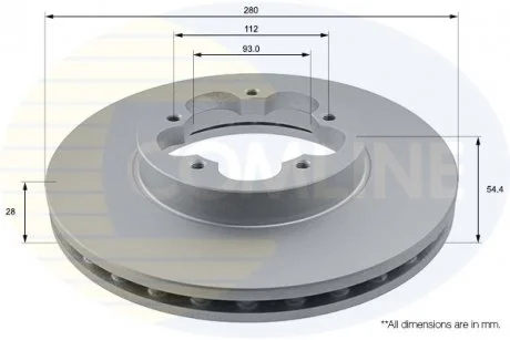 - Диск гальмівний вентильований з покриттям Ford Transit 06->14 Comline ADC1234V