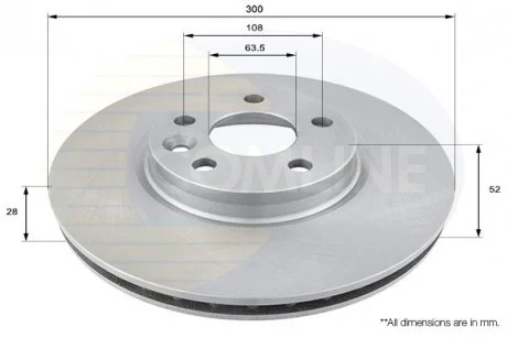 - Диск гальмівний вентильований з покриттям Ford Galaxy 06->, Mondeo 06->, S-Max 06->14, Land Rover Discovery 15->, Freelander 06->14, Range Rover 11->, Volvo S60 10->, V60 10->, V70 07->, XC70 07->, S80 06-> Comline ADC1237V