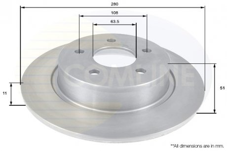 - Диск гальмівний з покриттям Ford C-Max 10->, Grand C-Max 10->, Kuga 13->, Transit Connect 13-> Comline ADC1248