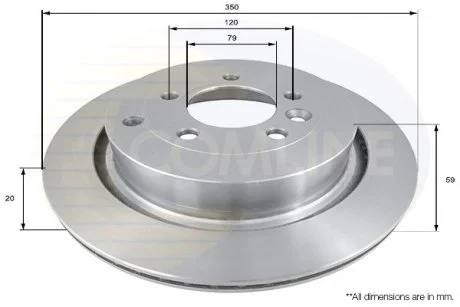 - Диск гальмівний вентильований з покриттям Land Rover Discovery 04->, Range Rover Sport 05->13 Comline ADC1324V