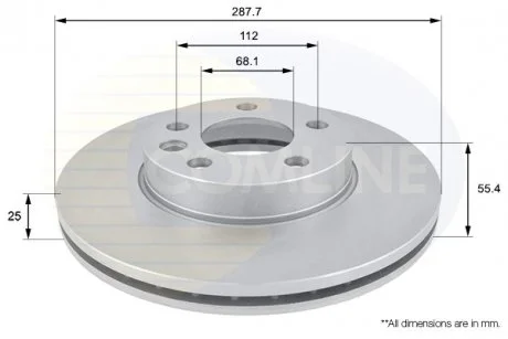 - Диск гальмівний вентильований з покриттям Ford Galaxy 95->06, Seat Alhambra 96->10, VW Sharan 95->10 Comline ADC1418V