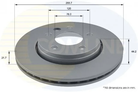 - Диск гальмівний вентильований з покриттям VW Multivan 03->, Transporter 03-> Comline ADC1453V