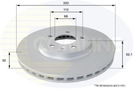 - Диск гальмівний вентильований з покриттям Audi A4 07->16, A5 07->, Q5 08-> Comline ADC1477V (фото 1)