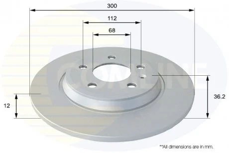 - Диск гальмівний з покриттям Audi A4 05->16, A5 07->, A6 10->, A7 10->, Q5 08-> Comline ADC1478