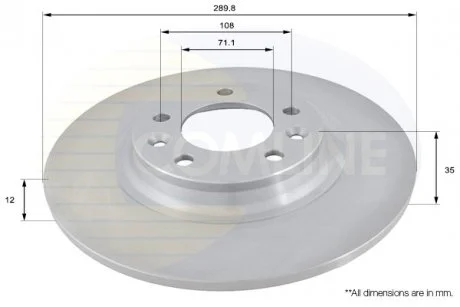 - Диск гальмівний з покриттям Citroen C5 06->, Peugeot 407 04->, 508 10->, 607 00->, RCZ 10-> Comline ADC1551