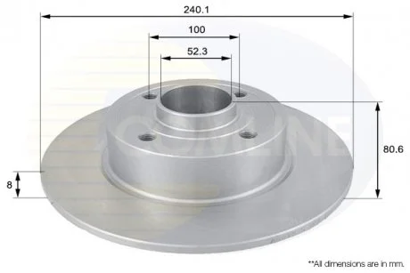 - Диск гальмівний з покриттям Renault Clio 05->, Megane 02->, Modus 04->, Twingo 08->, Wind 10-> Comline ADC1555