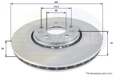 - Диск гальмівний вентильований Renault Clio 13->, Espace 15->, Laguna 08->, Meg4ne 12->, Grand Scenic 09-> Comline ADC1582V