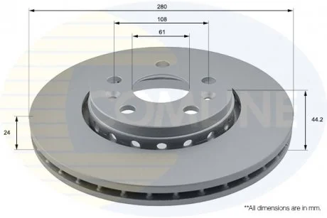 - Диск гальмівний вентильований з покриттям Mercedes-Benz Citan 12->, Renault Kangoo 05-> Comline ADC1593V