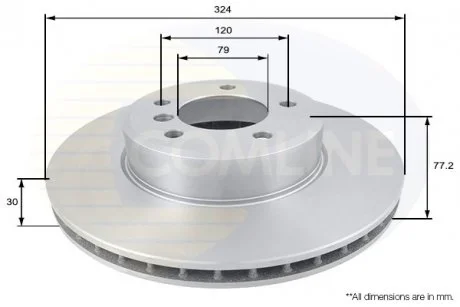 - Диск гальмівний вентильований з покриттям BMW 5 Series 03->10, 6 Series 04->07 Comline ADC1738V