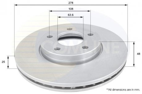 - Диск гальмівний вентильований з покриттям Ford C-Max 07->, Grand C-Max 10->, Focus 03->, Volvo C30 06->12, C70 06->13, S40 04->12, V40 12->, V50 04->12 Comline ADC1912V