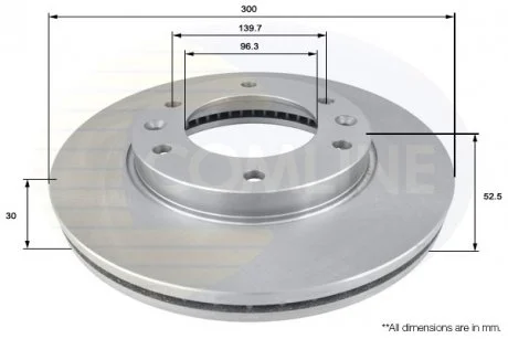 - Диск гальмівний вентильований з покриттям Hyundai iLoad 08->, i800 08-> Comline ADC2414V