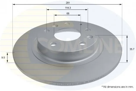 - Диск гальмівний з покриттям Mazda CX-3 15-> Comline ADC2841