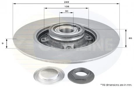 - Диск гальмівний з покриттям Citroen C3 09->, C4 04->, DS3 09->15, DS DS3 15>, Peugeot 207 06->, 208 12->, 307 00->, 2008 13-> Comline ADC3002