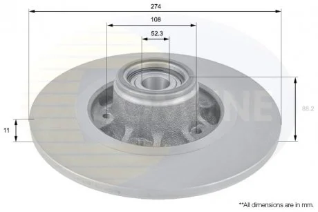 - Диск гальмівний з покриттям Mercedes-Benz Citan 12->, Renault Kangoo 08-> Comline ADC3009