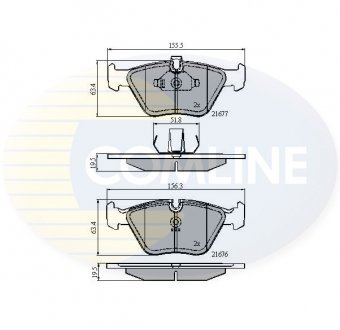 - Гальмівні колодки до дисків BMW 3 Series 92->07, 5 Series 88->96, Z3 97->03, Z4 06->07, Wiesmann Roadster 96-> Comline CBP01010 (фото 1)