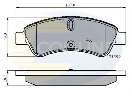 - Гальмівні колодки до дисків Citroen Berlingo 98->08, C4 04->, Xsara 00->, Citroen Berlingo Van 02->, Peugeot 1007 05->, 206 02->, 307 05->, Peugeot Partner Van 02->08 Comline CBP01033