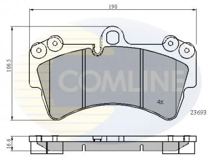 - Гальмівні колодки до дисків Audi Q7 06->, Porsche Cayenne 03->, VW Touareg 02->10 Comline CBP01315