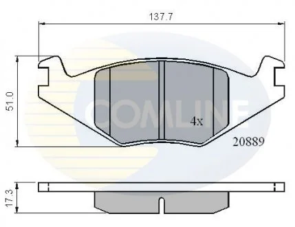 - Гальмівні колодки до дисків Seat Cordoba 93->99, Ibiza 93->99, VW Golf 80->92, Polo 85->94 Comline CBP0136