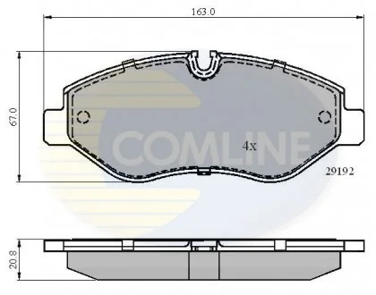 - Гальмівні колодки до дисків Mercedes-Benz Viano 03->, Vito 03->, Vito/Mixto 03->, Sprinter 06->, VW Crafter 06-> Comline CBP01555