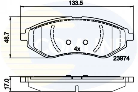 - Гальмівні колодки до дисків Chevrolet Aveo 03->, Kalos 05->, Lova 05->, Aveo 02->10, Daewoo Aveo 02->05, Kalos 02-> Comline CBP01598