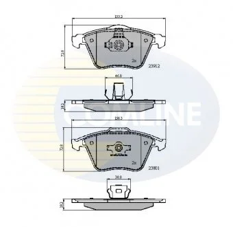 - Гальмівні колодки до дисків Ford Focus 05->08, Mazda 3 03->, Saab 9-3 02->, Volvo V40 12->, S40 04->, V50 04->, C70 06-> Comline CBP01607