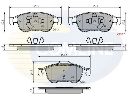 - Гальмівні колодки до дисків Dacia Dokker 12->, Duster 10->, Lodgy 10->, Renault Captur 09->, Fluence 15->, Megane 08->, Scenic 3 09->, Grand Scenic 09-> Comline CBP01677