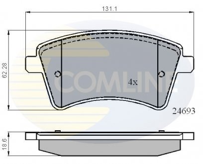 - Гальмівні колодки до дисків Mercedes-Benz Citan 12->, Renault Kangoo 08-> Comline CBP01707