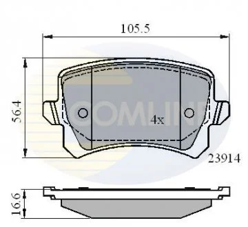 - Гальмівні колодки до дисків Audi Q3 11->, Seat Alhambra 10->, VW Passat 05->, CC 11->, Sharan 10->, Tiguan 07-> Comline CBP01712