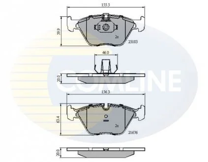 - Гальмівні колодки до дисків BMW 3 Series 99->, X3 04->, Z4 06->07, MG MG ZT 03->05, Rover 75 03->05 Comline CBP01744