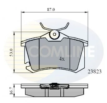 - Гальмівні колодки до дисків Audi A3 01->, Seat Ibiza 02->09, Toledo 3 04->, Skoda Fabia 99->08, Octavia 04->, VW Golf 04->, Polo 01->07 Comline CBP01761