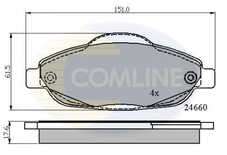 - Гальмівні колодки до дисків Citroen C3 09->, Peugeot 308 07->, 408 10->, 3008 09->, 5008 09-> Comline CBP01765