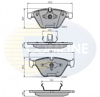 - Гальмівні колодки до дисків BMW 3 series 05->, 5 series 03->, 6 Series 04->, 7 Series 01-> Comline CBP02033