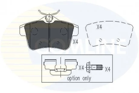 - Гальмівні колодки до дисків Citroen C4 09->, DS4 11->, DS5 11->, Peugeot 308 10->, 508 10->, 3008 09->, 5008 09->, RCZ 10-> Comline CBP02045
