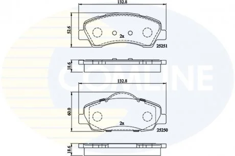 - Гальмівні колодки до дисків Citroen C-Elysee 12->, Peugeot 301 12->, 308 13-> Comline CBP02199