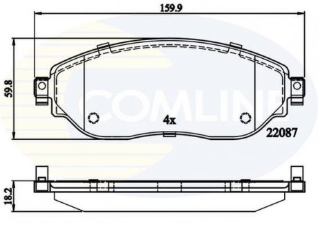 - Гальмівні колодки до дисків Opel Vivaro 14->, Renault Trafic 14-> Comline CBP02285