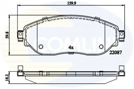- Гальмівні колодки до дисків Opel Vivaro 14->, Renault Trafic 14-> Comline CBP02285