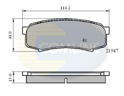 - Гальмівні колодки до дисків Lexus GX 01->, Mitsubishi Pajero 06->, Toyota FJ Cruiser 10->, Hilux 95->05, Land Cruiser 88->, 4 Runner 02->02 Comline CBP0404