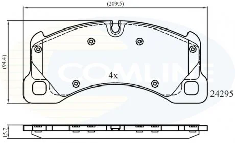 - Гальмівні колодки до дисків Porsch Cayenne 04->, Pannamere 09->, VW Touarage 02->10 Comline CBP06039