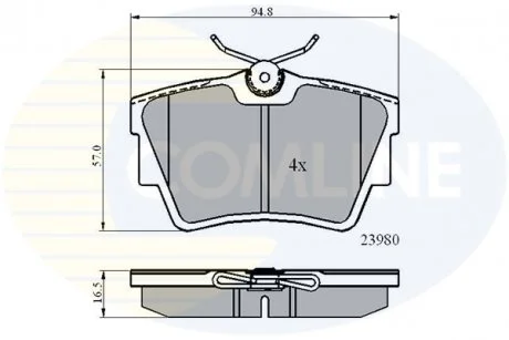 - Гальмівні колодки до дисків Nissan Primastar 01->, Opel Vivaro 01->, Renault Trafic 01-> Comline CBP0874
