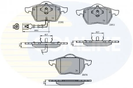 - Гальмівні колодки до дисків Audi A3 99->03, TT 98->06, Seat Leon 99->06, Toledo 99->06, Skoda Octavia 97->10, VW Bora 98->05, Golf 97->06, New Beetle 99->, Polo 06->09 Comline CBP11111