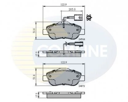 - Гальмівні колодки до дисків Fiat 500 08->, Frod KA 08-> Comline CBP11600