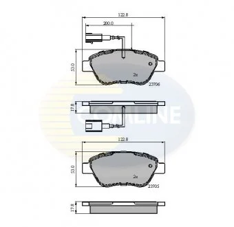 - Гальмівні колодки до дисків Citroen Nemo 10->, Fiat Linea 07->, Punto 06->, Peugeot Bipper 10-> Comline CBP12047