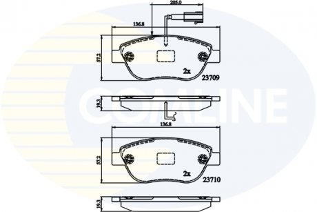 - Гальмівні колодки до дисків Fiat Fiorino 09->, Punto 09->, Qubo 10->, 500 08->, 500 C 09-> Comline CBP12140