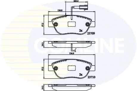 - Гальмівні колодки до дисків Fiat Fiorino 09->, Punto 09->, Qubo 10->, 500 08->, 500 C 09-> Comline CBP12140